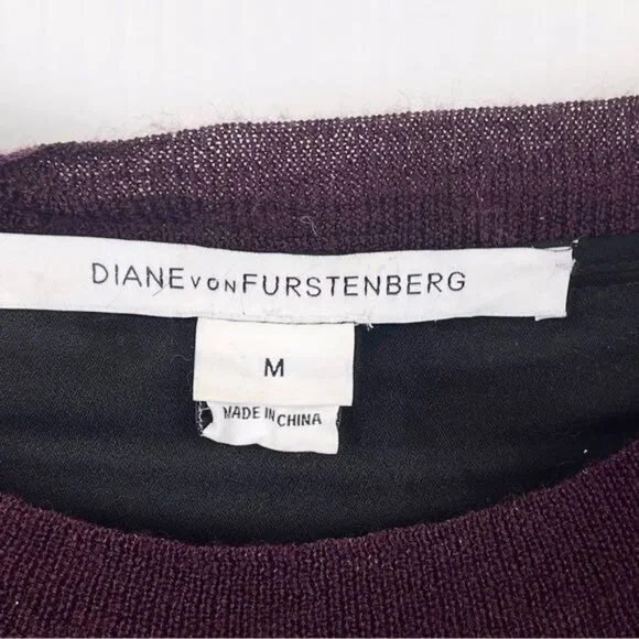 Diane Von Furstenberg Danette Sequin Purple Bodycon wool Sweater Dress Medium - Picture 7 of 10